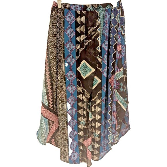 Express Chiffon NWT skirt elastic waist Midi SZ XS‎ Geometric layers Going Out - Picture 1 of 4